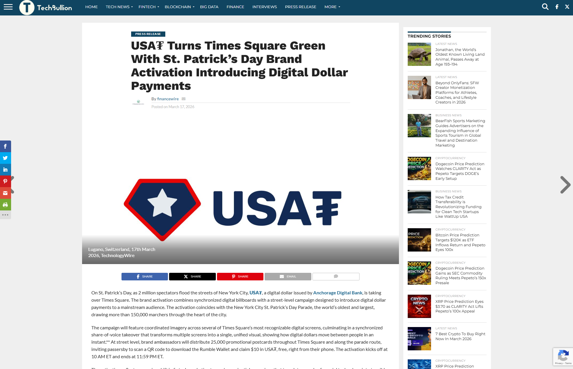 TechBullion - USAT press release